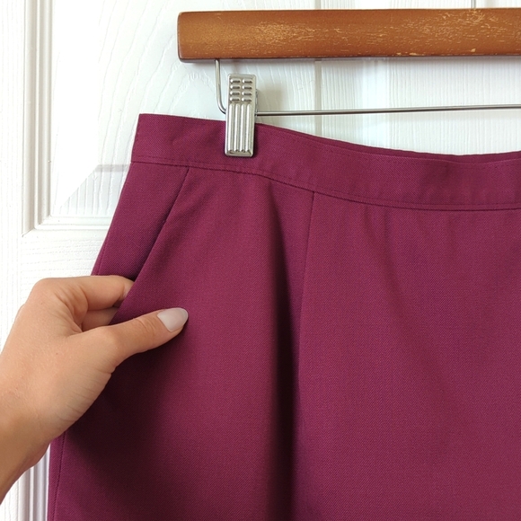 Pendleton 80's Vintage 100% Wool High Waisted Straight Cut Midi Skirt Purple 14 - Picture 3 of 12